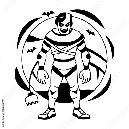 A glyph illustration of a scary dead mummy