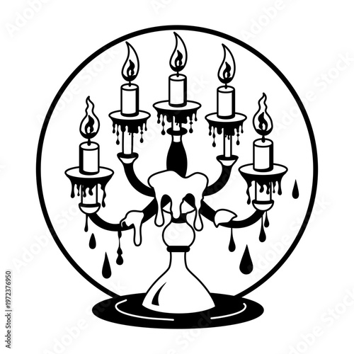 A glyph illustration of bloody candleholder