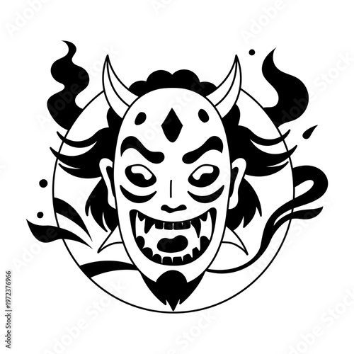 A glyph illustration of scary devil face