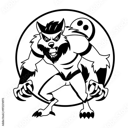 A glyph illustration of scary werewolf character