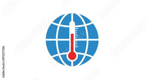 Global warming temperature rise icon.