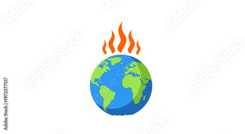 Globe with flames on top burning.