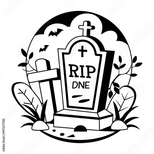 A glyph illustration of scary grave