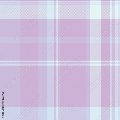Sixties check tartan pattern, rectangle seamless vector fabric. Give plaid background textile texture in light and light cyan colors.