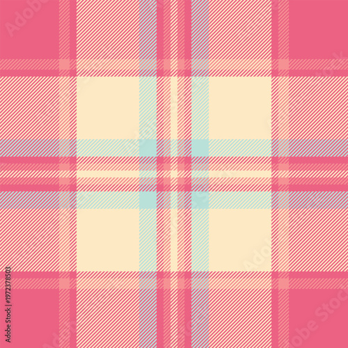 Sewing tartan fabric plaid, seasonal background seamless texture. Autumn pattern vector textile check in red and bisque colors.
