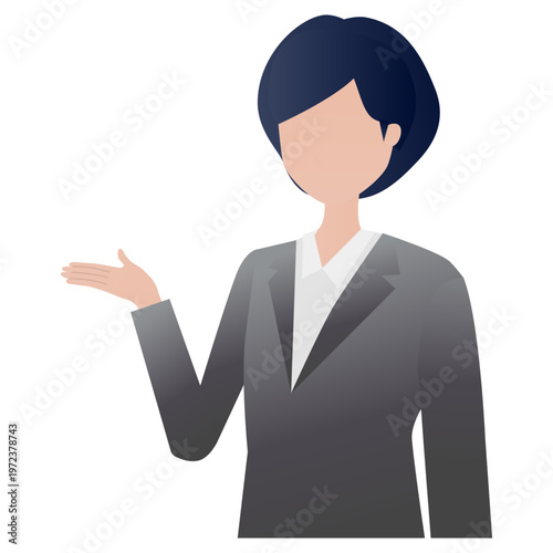 スーツ姿の女性が手を添えて案内しているベクターイラスト素材