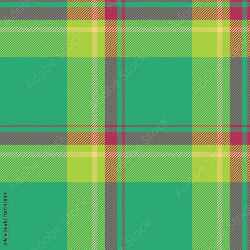 Checkered pattern texture background, smooth fabric vector seamless. Christmas card textile plaid check tartan in mint and green colors.
