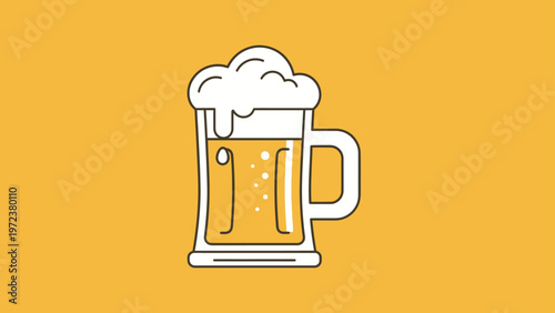 Beer Mug with Foamy Head Illustration.