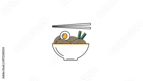 Delicious bowl of noodles with chopsticks.