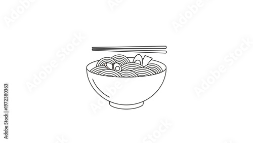 Black and white bowl of noodles.