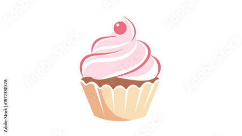 Colorful illustration of sweet dessert cupcake.