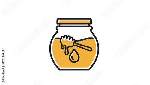 Honey jar with dipper illustration.