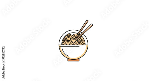 A bowl of noodles with chopsticks.