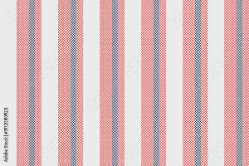 Mndoor seamless textile pattern, classical background vector fabric. Sice lines stripe vertical texture in white and red colors.