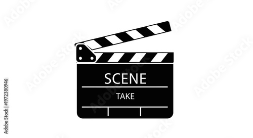 Black film clapper board closeup.