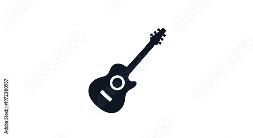 Black silhouette acoustic guitar instrument.