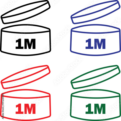 Period after opening PAO symbol set with one month shelf life duration for cosmetic product packaging