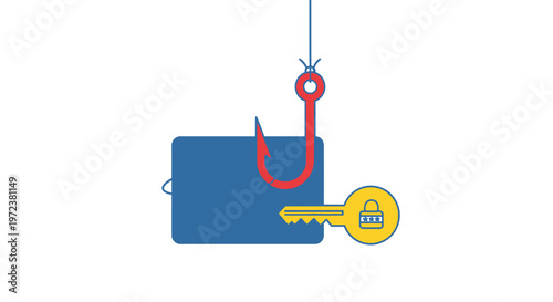 Blue wallet with hook and key.