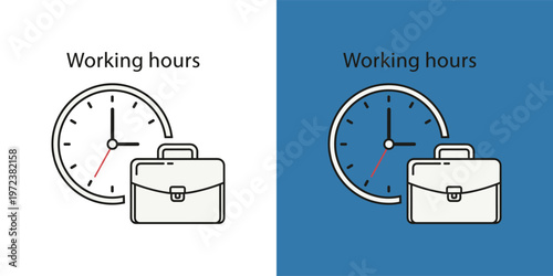 Professional business work schedule and time management concept with a clock and briefcase illustration for corporate efficiency and planning