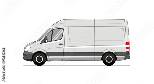 White cargo van side view illustration