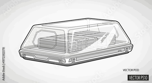 Futuristic transparent food container with layered contents