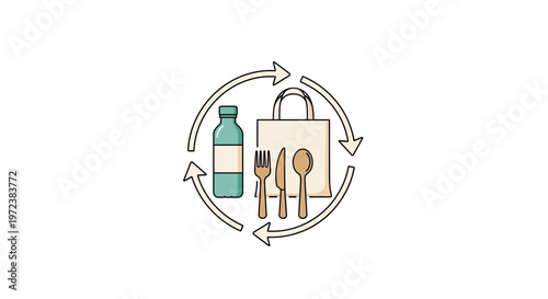 Eco friendly reusable shopping bag utensils.