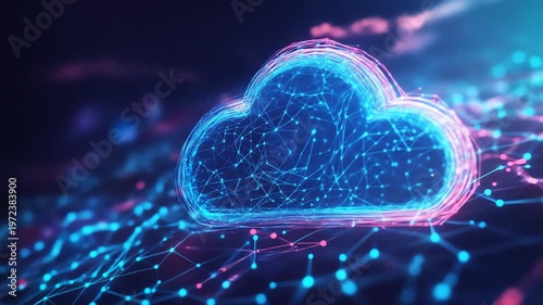 Abstract cloud computing graphic with digital network connections