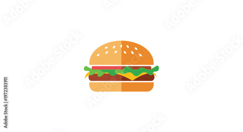 Delicious burger with cheese lettuce tomato.