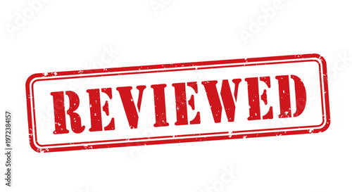Reviewed Stamp - Red Rubber Stamp Approval Seal on White Background