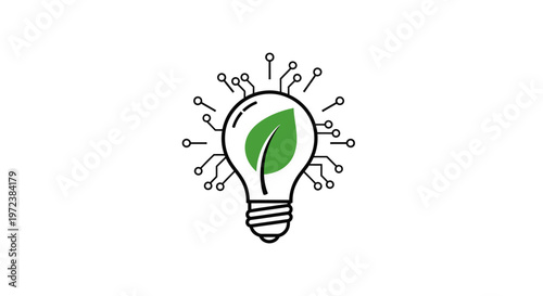 Eco friendly light bulb with leaf.