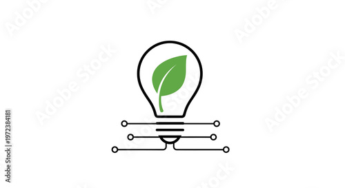 Eco friendly light bulb with leaf.