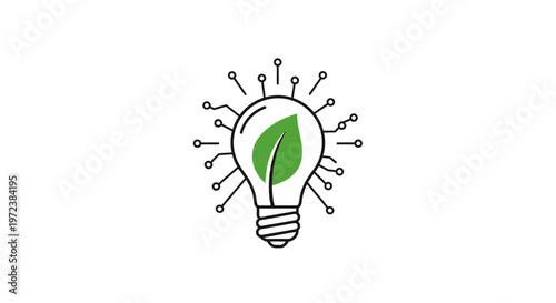 Eco friendly light bulb with leaf.