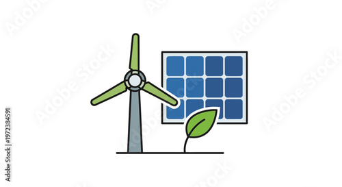 Wind Turbine Renewable Energy Icon.
