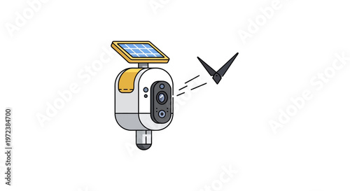 Wireless solar powered security camera.