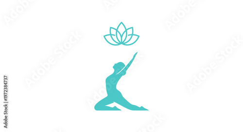 Woman in yoga pose with lotus.