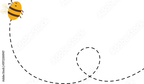 Flying bee with dashed line illustration