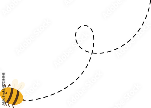 Flying bee with dashed line illustration