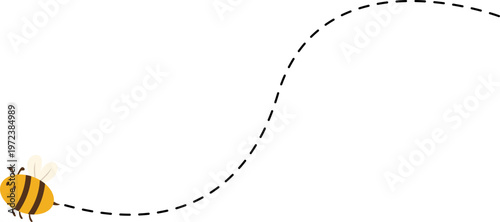 Flying bee with dashed line illustration