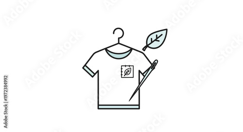 T shirt hanging with a leaf.