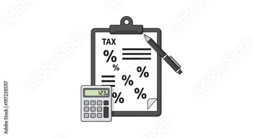 Tax form with calculator and pen.