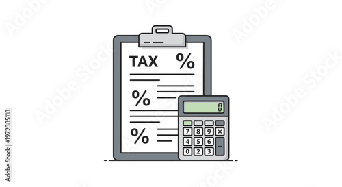 Tax form with calculator and percentages.