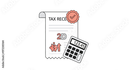 Tax receipt with calculator document.