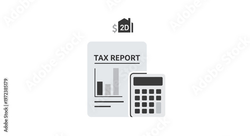 Tax report with calculator document.