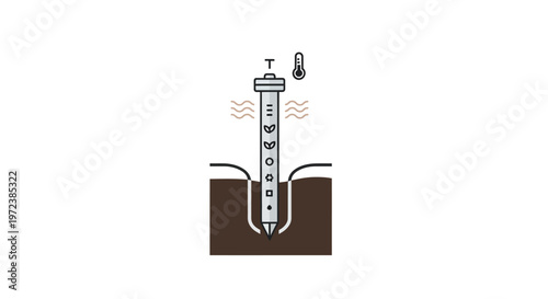 Thermometer in soil outdoors weather.