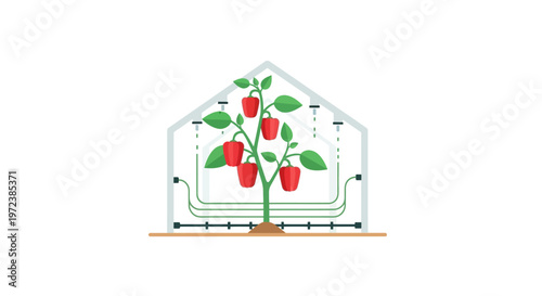 Tomato plant with red tomatoes growing.