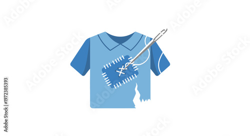 Torn blue baseball jersey shirt.