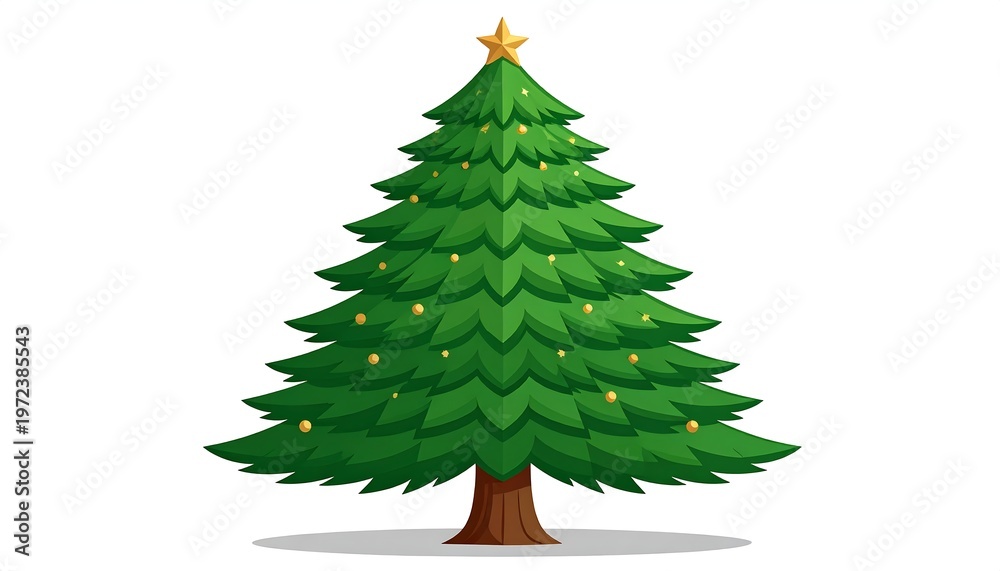 Obraz premium Festive Christmas Tree Illustration with Ornaments and Star.