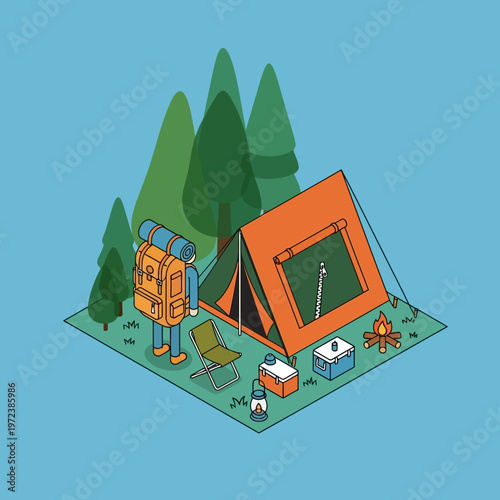 a person setting up a tent.