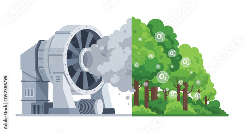 Industrial pollution versus clean nature environmental vector graphic