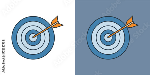 Achieving Business Goals Precision Target with Arrow Hitting Bullseye Icons for Success Strategy and Focused Marketing Objectives